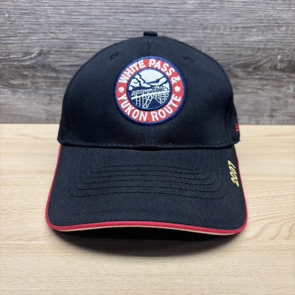 White Pass Yukon Route Hat Cap Strap Back Black Skagway Alaska 2007 Mens